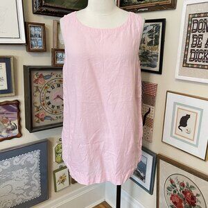 J Jill Pure Jill Womens Pink Linen Sleeveless Tank Top with Pockets Size L